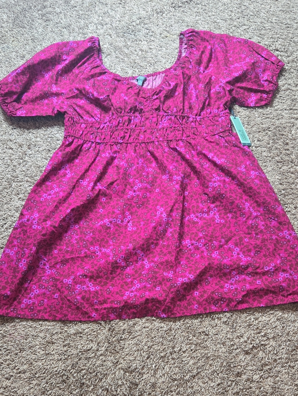 Terra & Sky Mini Cinched 1X 16W - 18W Plus Size Dress Dark Azalea